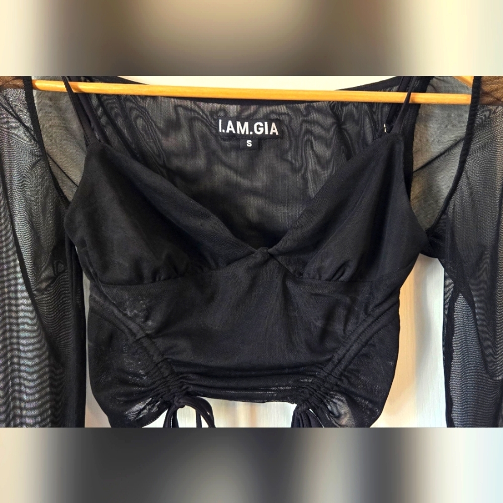 I AM GIA sheer black top